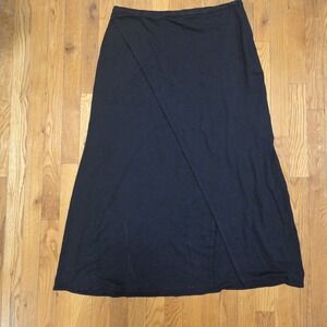 Cos Women Minimalist Lightweight Soft Maxi Skirt Front Split Black Size Large